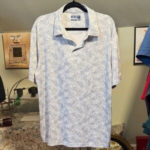 EUC Hogan Performance Men's White and Blue Patterned Golf/Casual Shirt